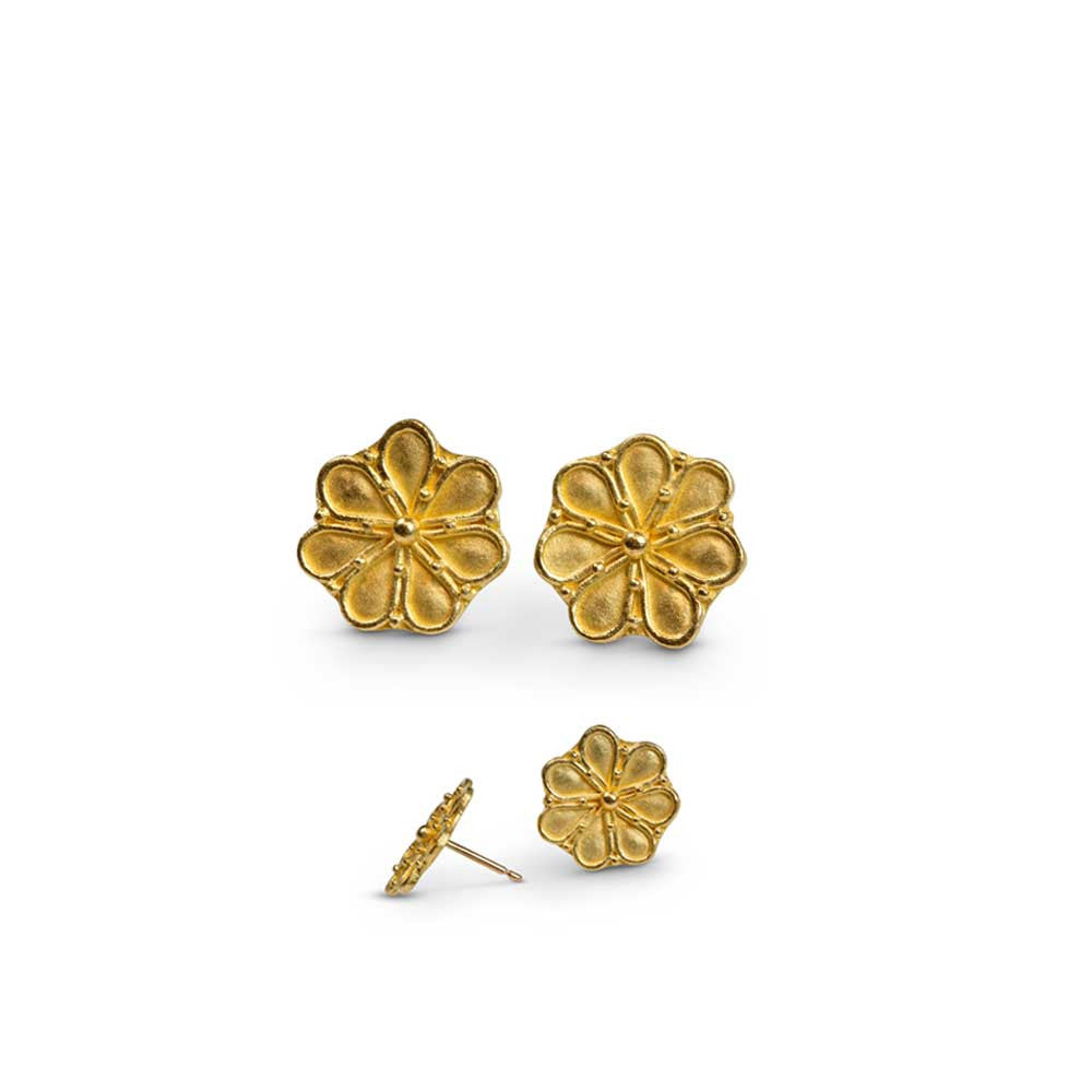 22k Granulated Greek Rosette Earrings - Nancy Troske Jewelry
