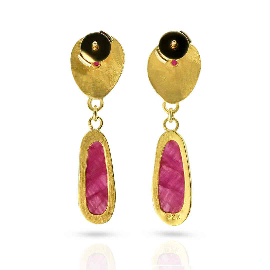 Ruby Earrings in 22K Granulation - Nancy Troske Jewelry