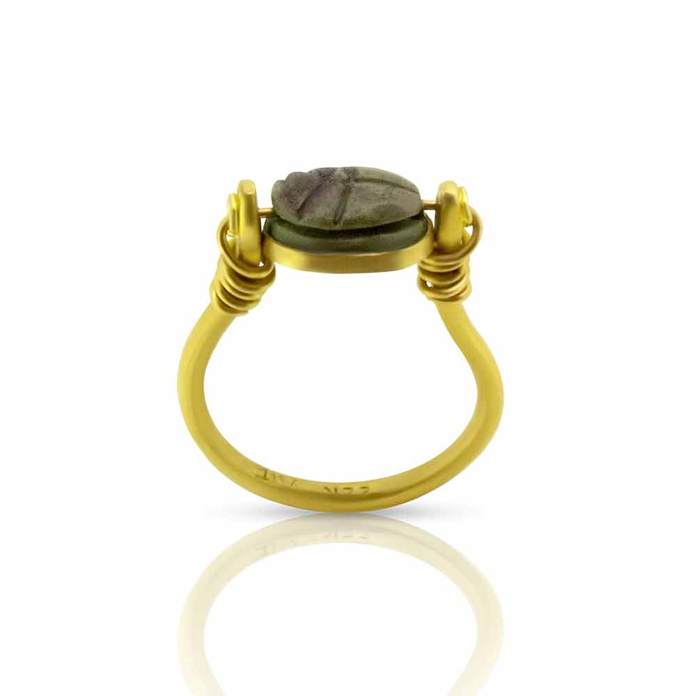 Sarab Rang Buy Authentic Egyptian Scarab Swivel Ring in 22 Karat Gold at Nancy ...