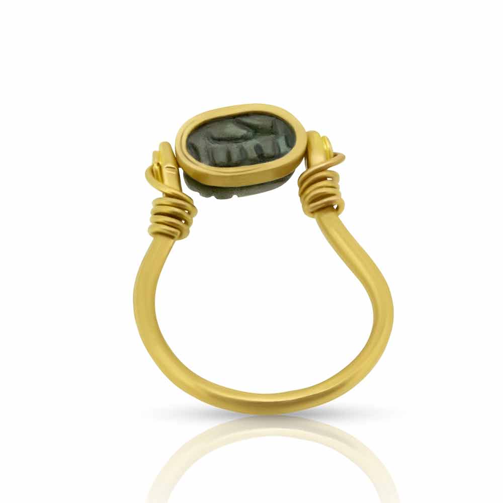 Authentic Egyptian Scarab Ring in 22K gold - Nancy Troske Jewelry