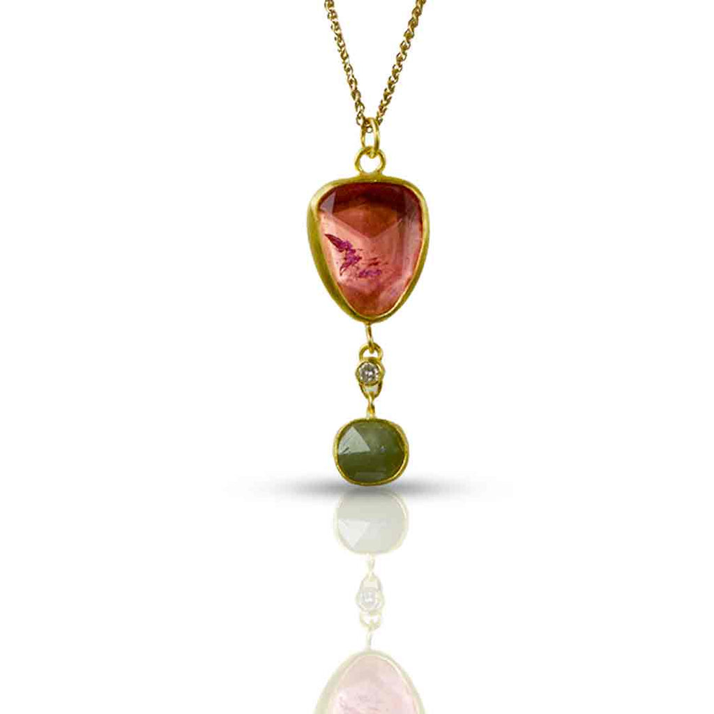 Tourmaline and Diamond Necklace in 22K - Nancy Troske Jewelry